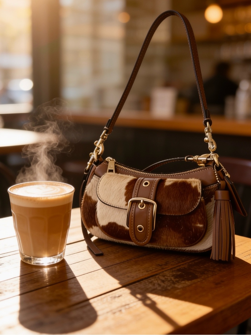 Ashton Mini crossbody/Shoulder Bag,top grain leather,calf hair With Cow print